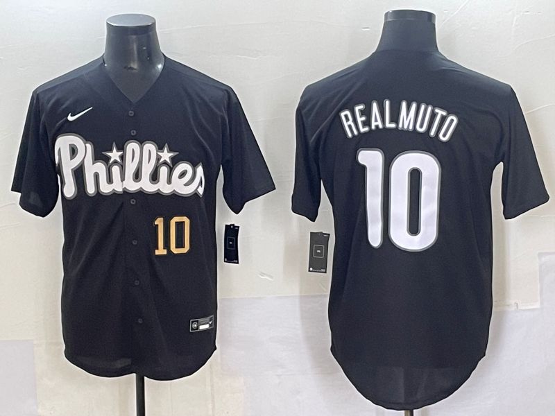 Men 2025 Philadelphia Phillies #10 Realmuto Black Fashion Nike MLB Jersey style 7092